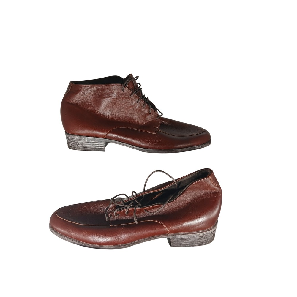 VTG Munro Sport Leather Ankle Boots‎ 11 M Brown Chukka Lace Up Dark Academia USA